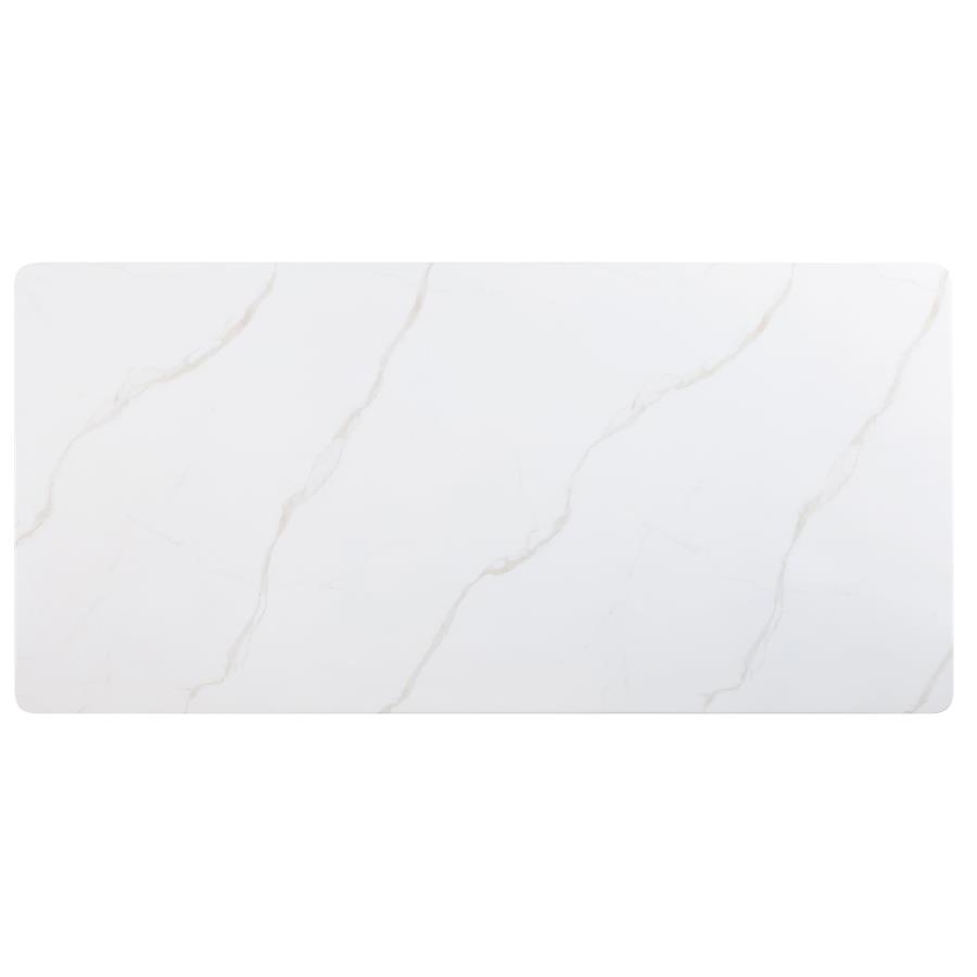 Tevlin Rectangular 79-inch Marble Top Dining Table White view 6