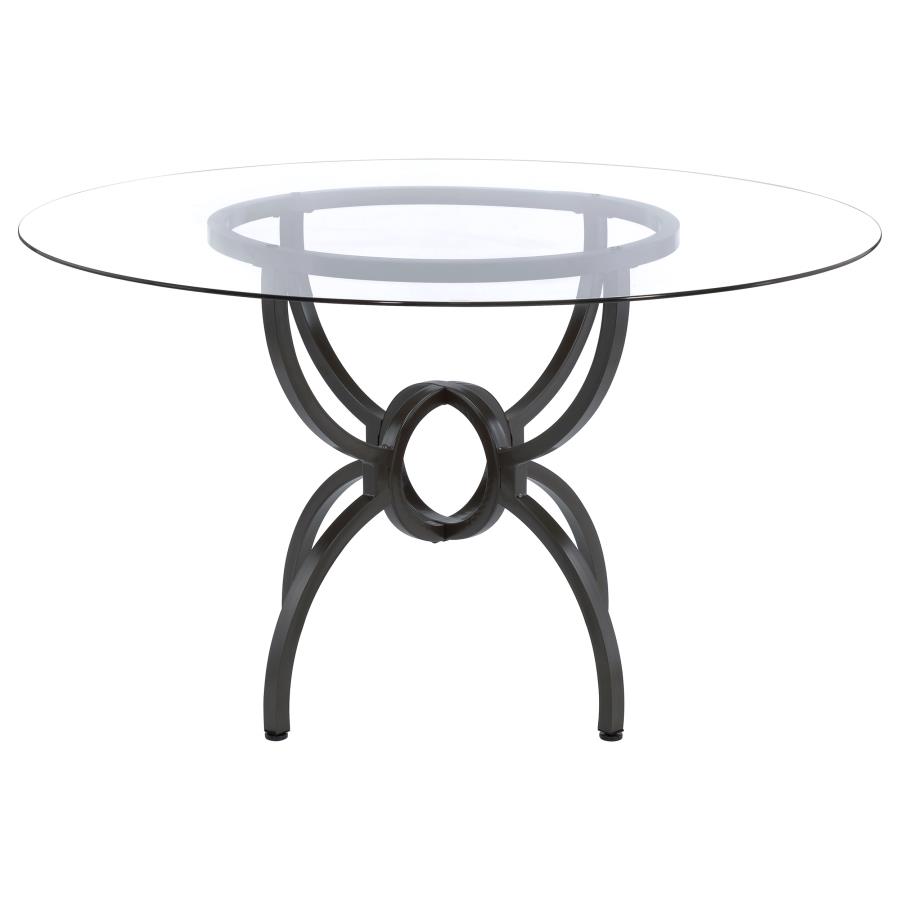 Aviano Round 48-inch Glass Top Metal Dining Table Gunmetal view 3