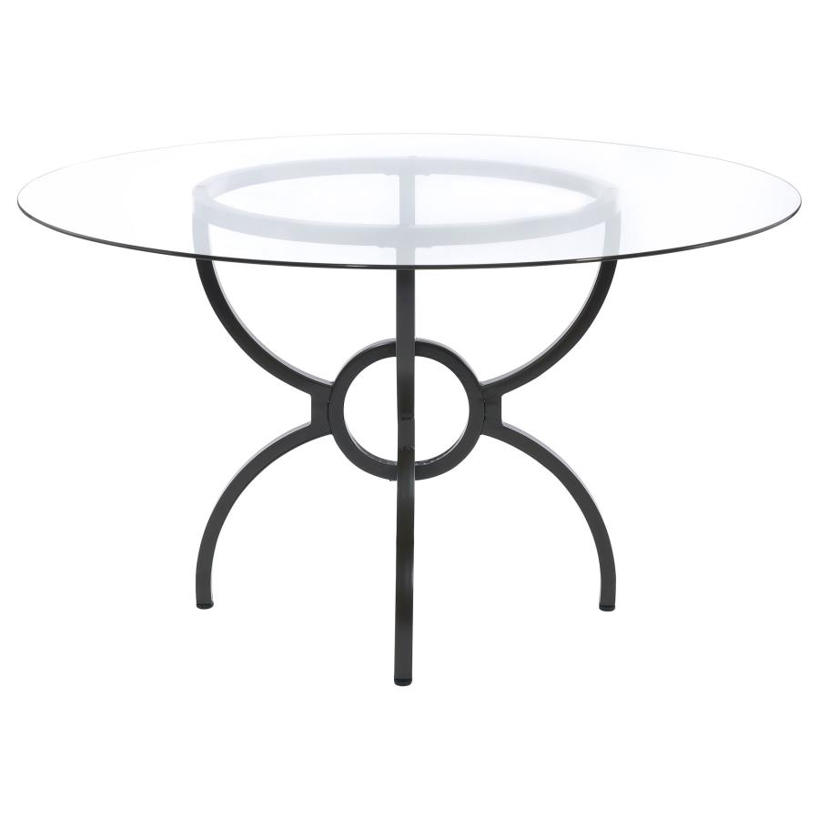 Aviano Round 48-inch Glass Top Metal Dining Table Gunmetal view 4