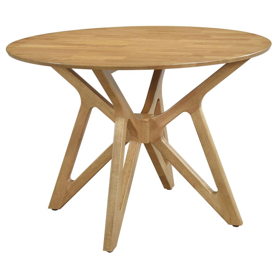 Elowen 5-piece Round Solid Wood Dining Set Light Walnut view 3