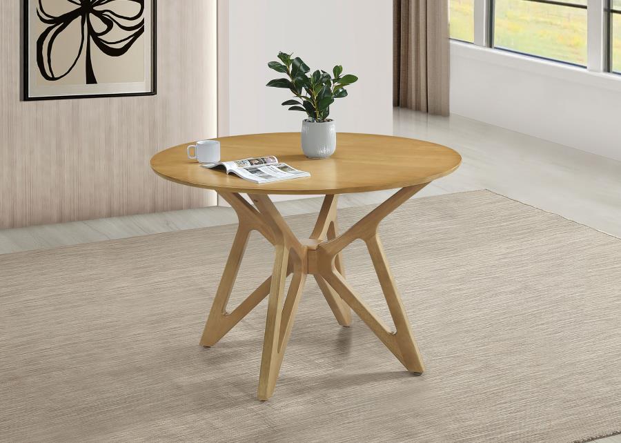 Elowen Round 42-inch Solid Wood Dining Table Light Walnut view 2