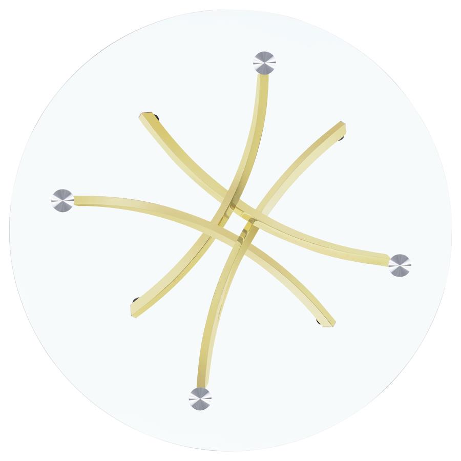 Beckham Round 46-inch Glass Top Dining Table Brass view 3