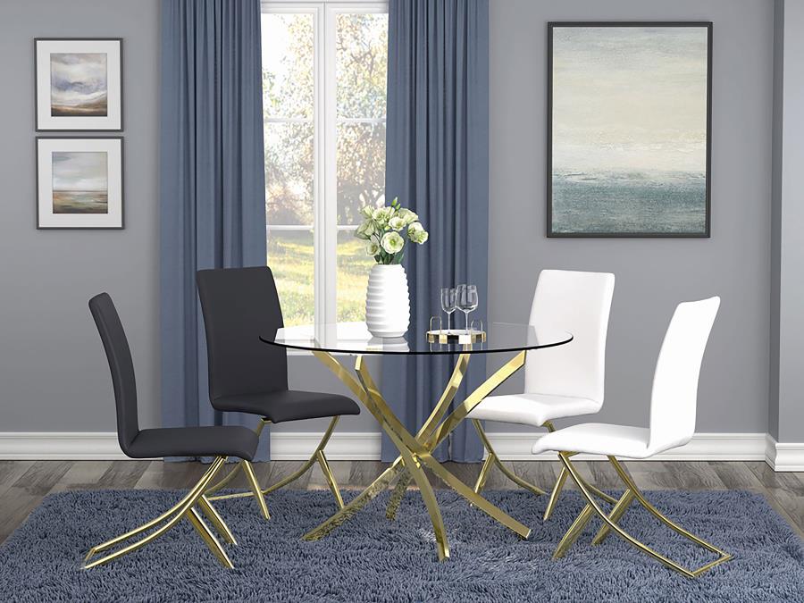 Beckham Round 46-inch Glass Top Dining Table Brass view 5