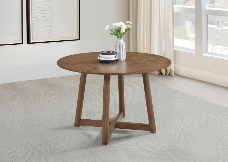 Dinah Round 47-inch Solid Wood Dining Table Walnut view 2