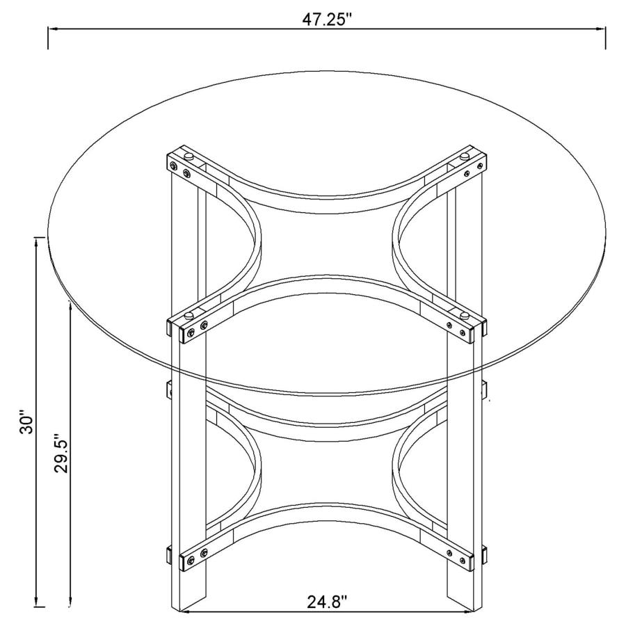 Keeling 47-inch Round Glass Top Acrylic Dining Table Chrome view 7