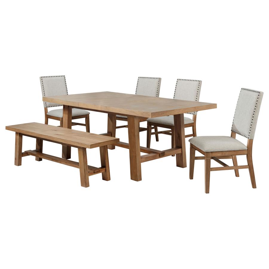 Middleton 6-piece Extension Leaf Dining Set Brown and Beige view 2