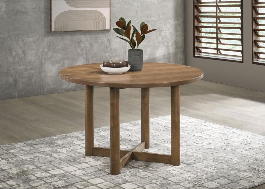 Crestmore 46-inch Round Wood Dining Table Walnut view 2