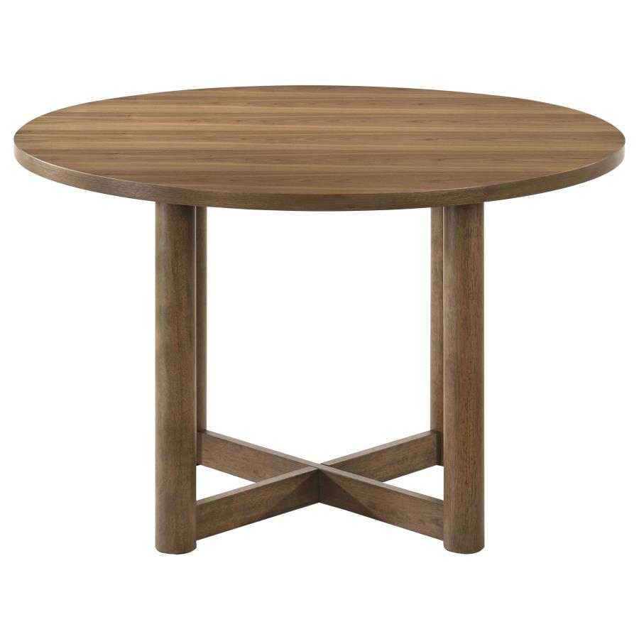Crestmore 46-inch Round Wood Dining Table Walnut view 3