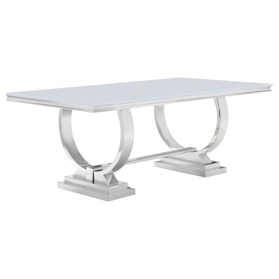 Antoine Rectangular 95-inch Glass Top Dining Table White — Category_6