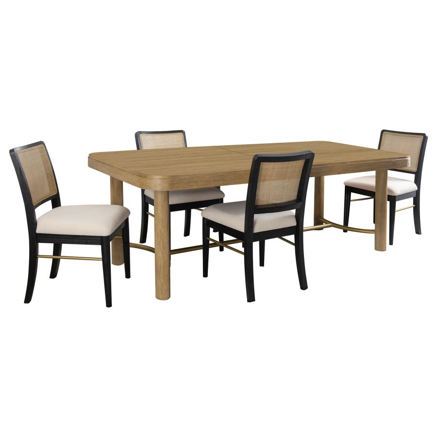 Arini 5-piece Extension Leaf Dining Table Set Sand Wash and Black view 2