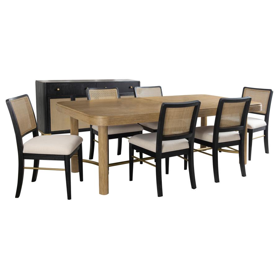Arini 7-piece Extension Leaf Dining Table Set Sand Wash and Black view 2