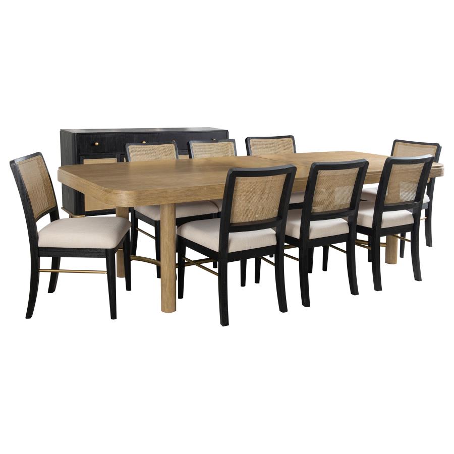 Arini 9-piece Extension Leaf Dining Table Set Sand Wash and Black view 2