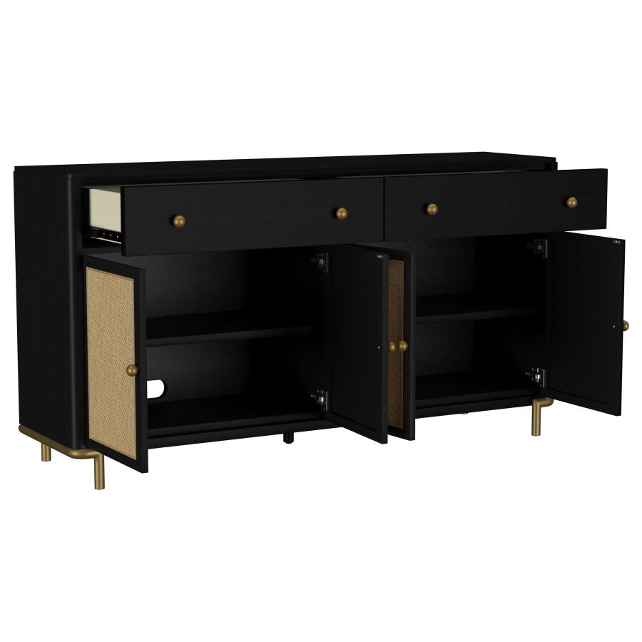Arini 2-drawer Cane Door Dining Sideboard Server Black view 3