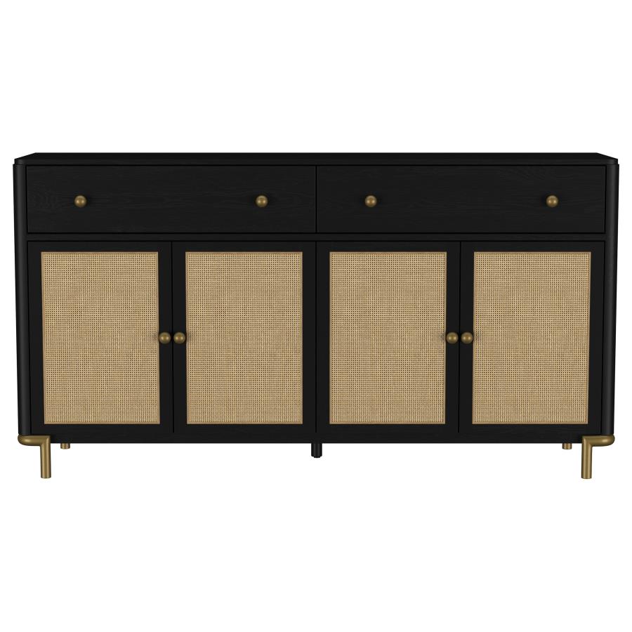 Arini 2-drawer Cane Door Dining Sideboard Server Black view 4