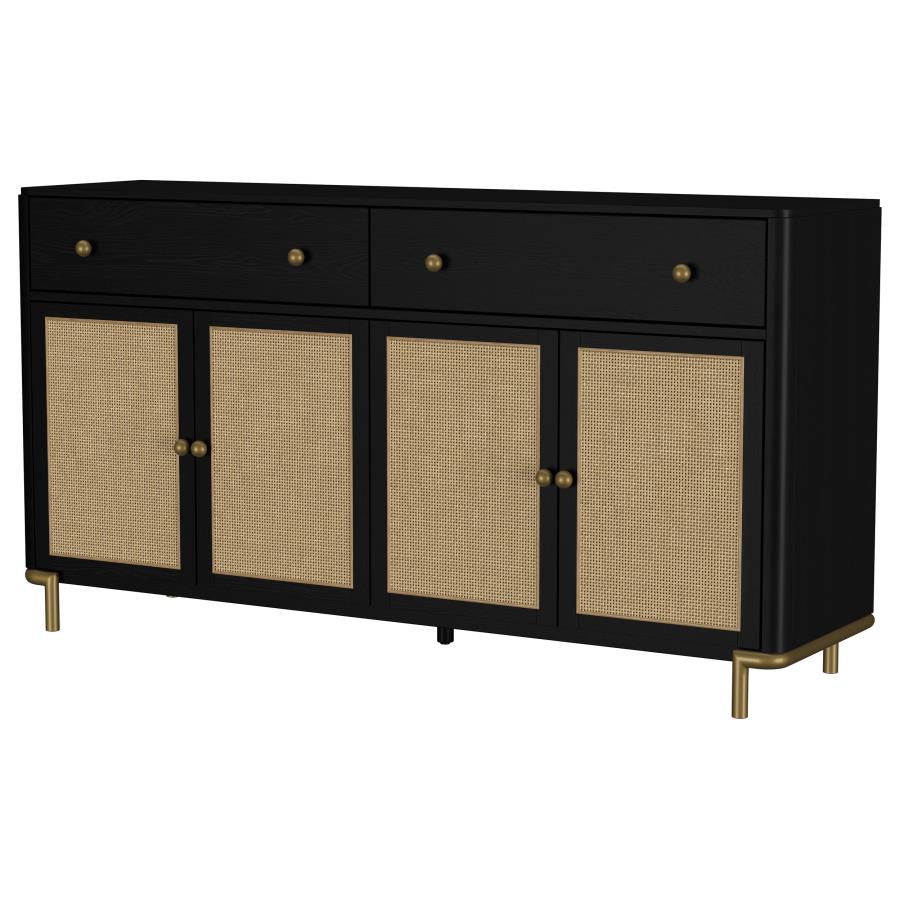 Arini 2-drawer Cane Door Dining Sideboard Server Black view 5