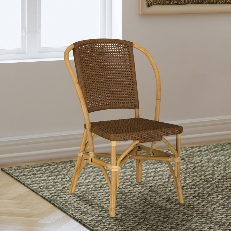 Lexley Woven Rattan Dining Side Chair Brown (Set of 2) view 2