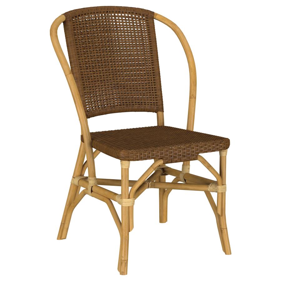 Lexley Woven Rattan Dining Side Chair Brown (Set of 2) view 3