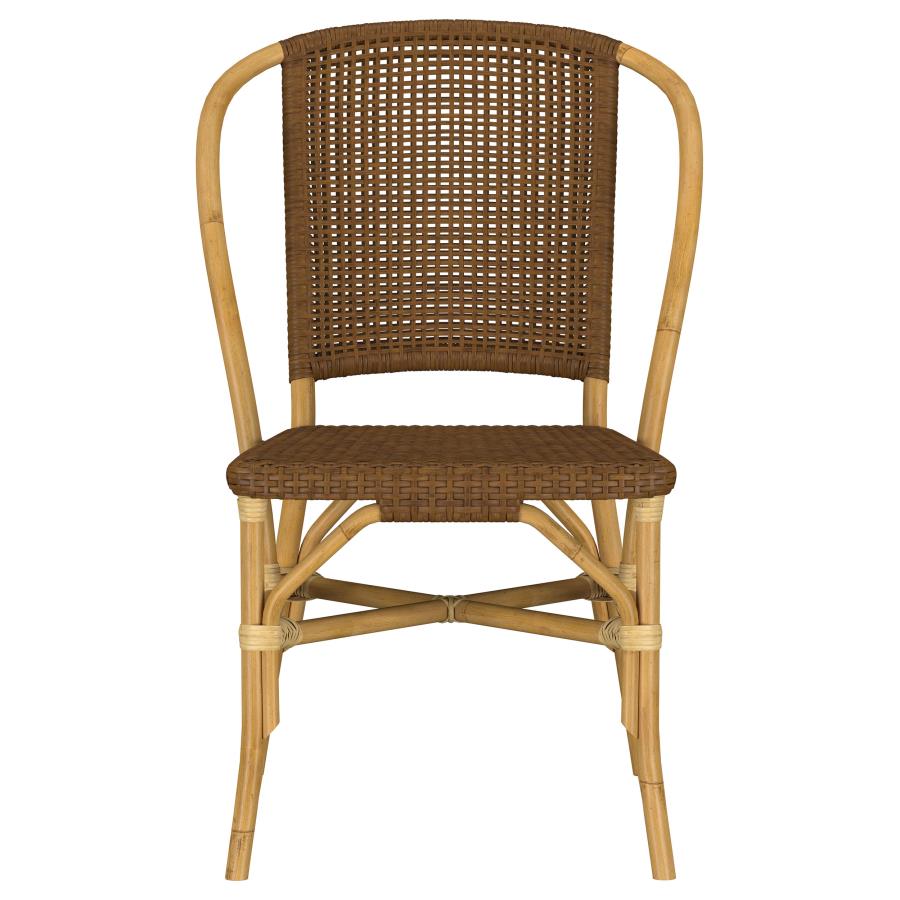 Lexley Woven Rattan Dining Side Chair Brown (Set of 2) view 4