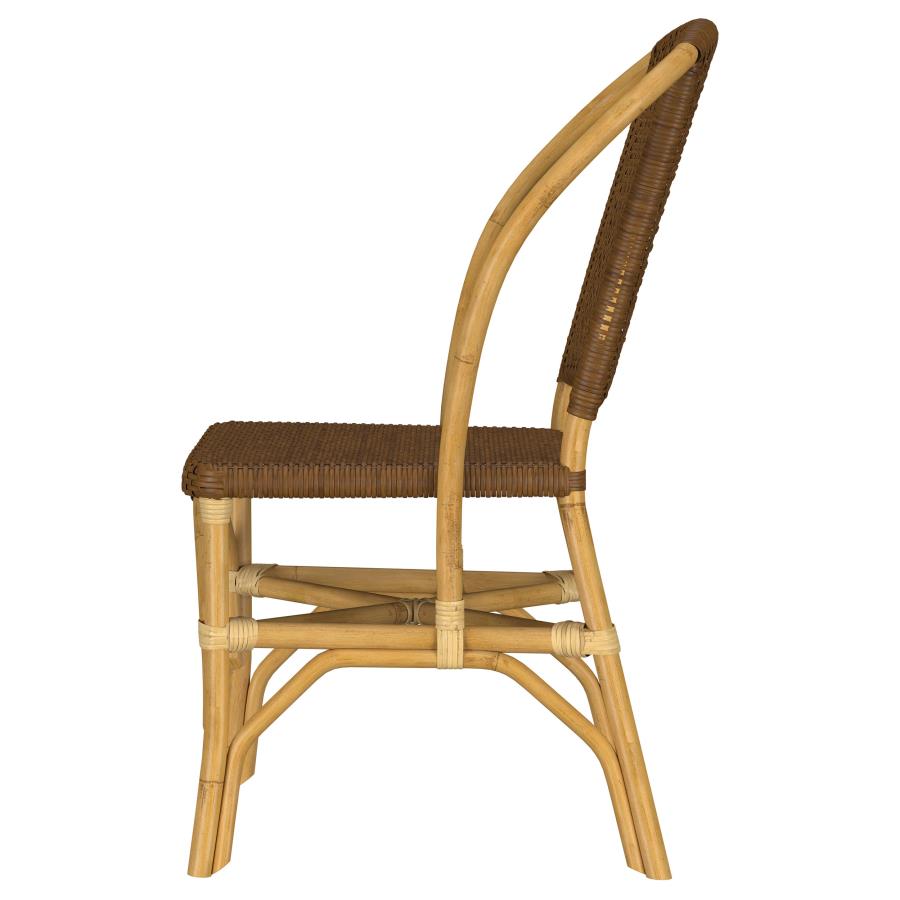 Lexley Woven Rattan Dining Side Chair Brown (Set of 2) view 6