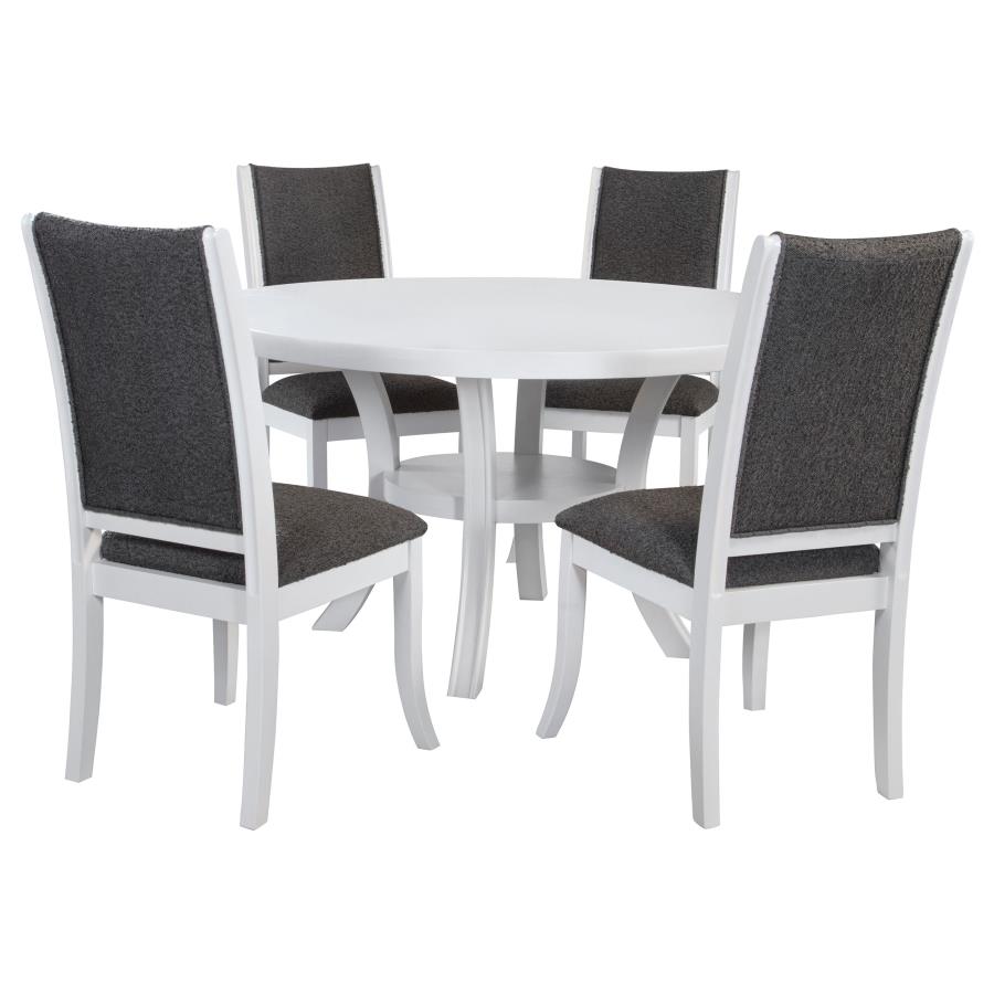 Judd 5-piece 54-inch Round Wood Dining Table Set Pearl White view 2