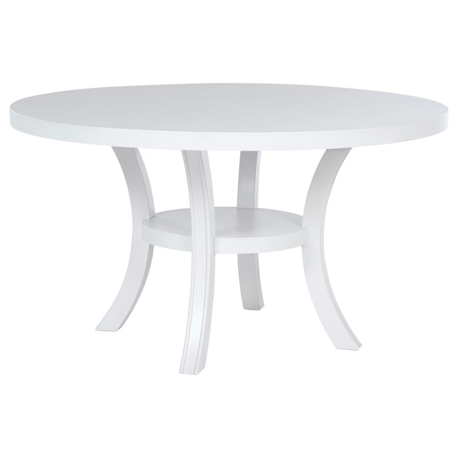 Judd 7-piece 54-inch Round Wood Dining Table Set Pearl White view 3