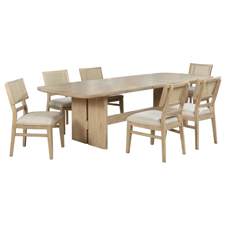 Kailani 7-piece Rectangular Wood Dining Table Set Beige Oak view 2