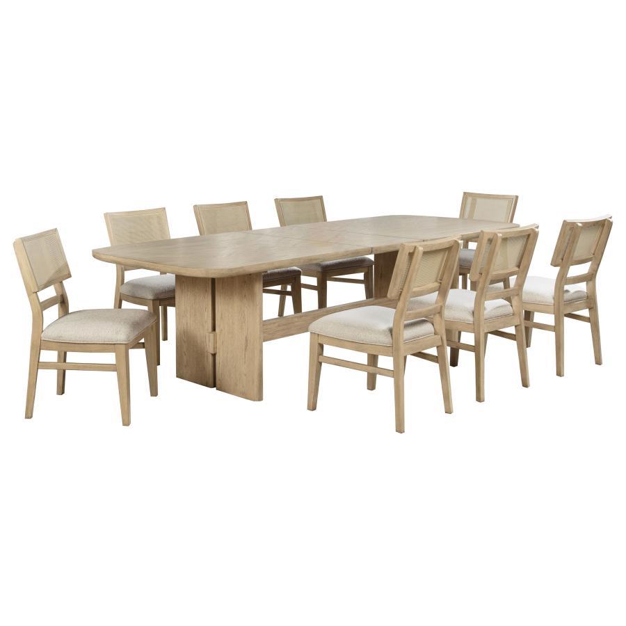 Kailani 9-piece Rectangular Wood Dining Table Set Beige Oak view 2