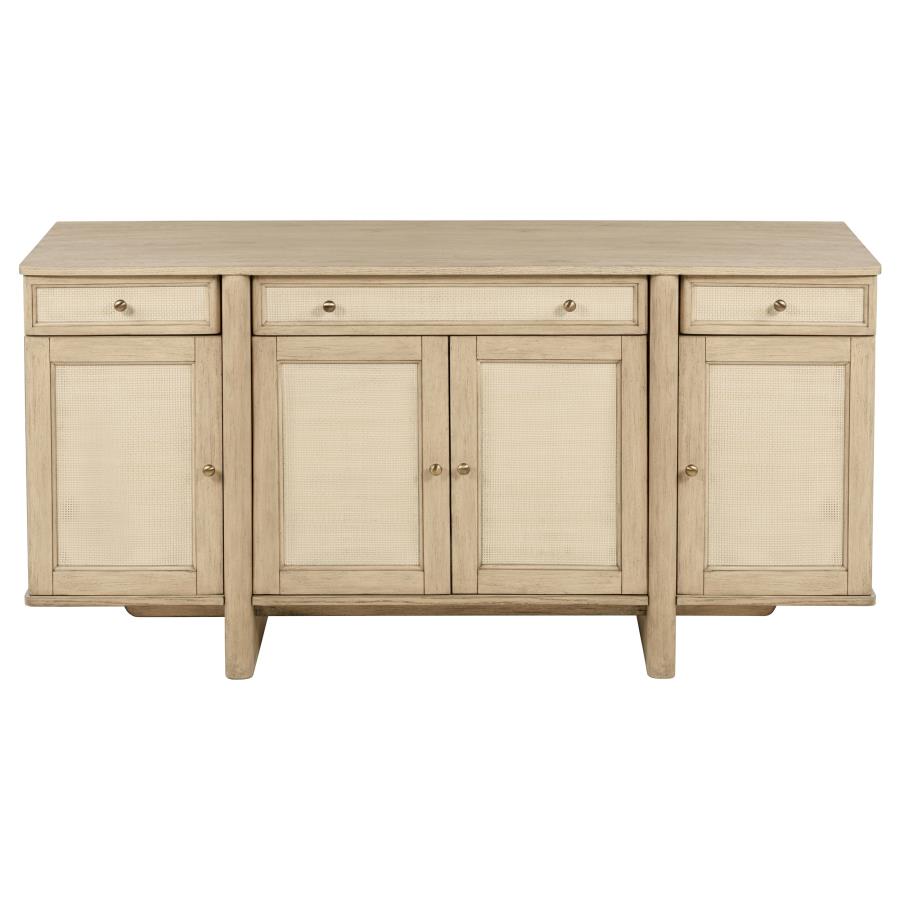 Kailani 4-door Cane Sideboard Buffet Cabinet Beige Oak view 3