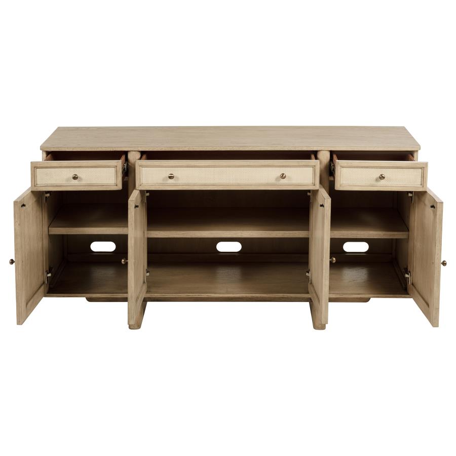 Kailani 4-door Cane Sideboard Buffet Cabinet Beige Oak view 4