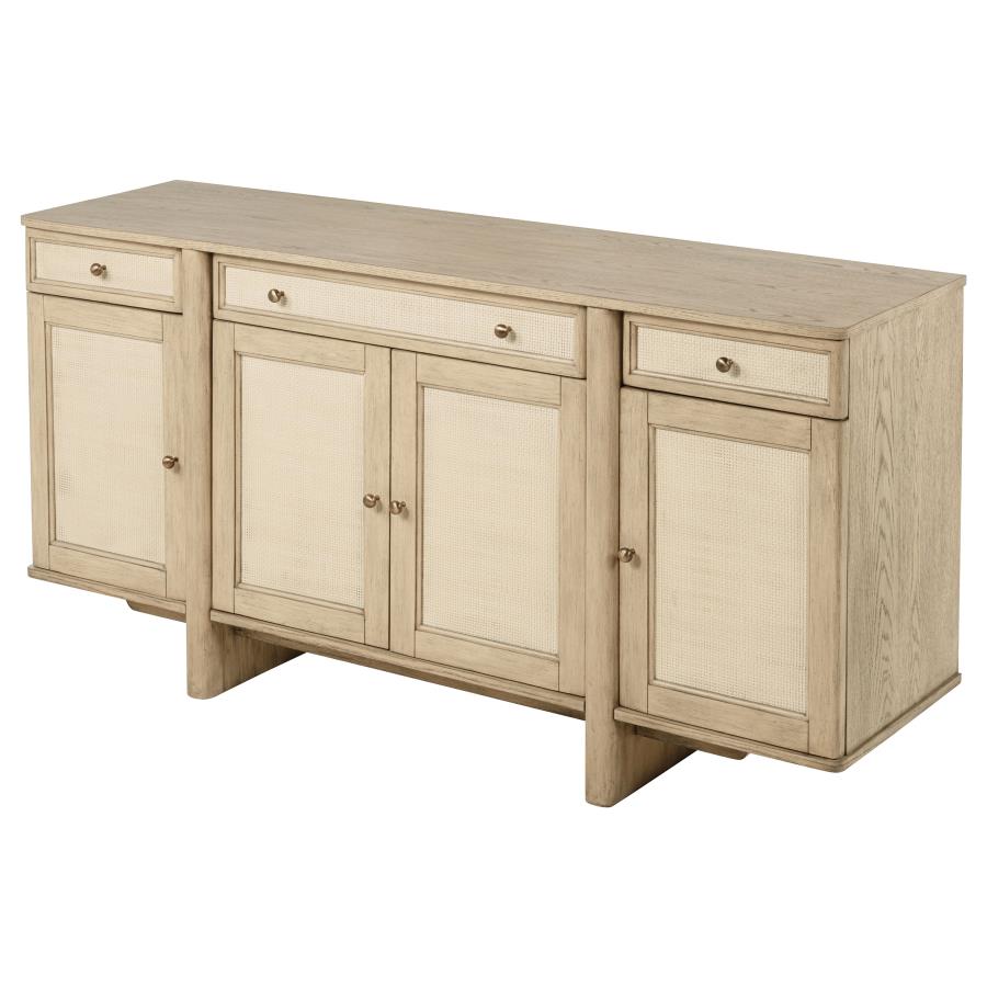 Kailani 4-door Cane Sideboard Buffet Cabinet Beige Oak view 5