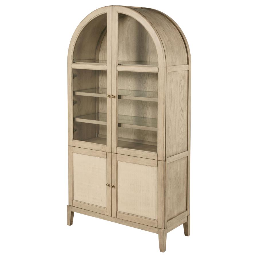 Kailani 4-Door Cane Dining Vitrine Display Cabinet Beige Oak view 5