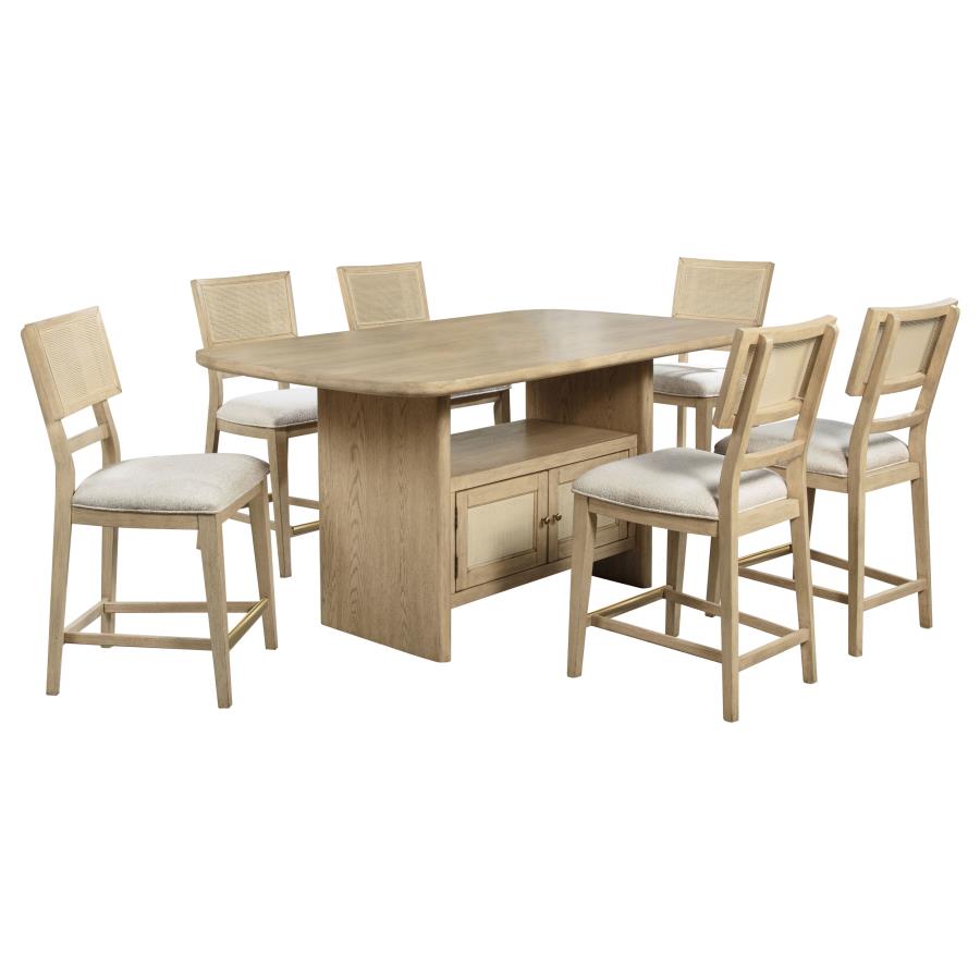 Kailani 7-piece Wood Counter Height Dining Set Beige Oak view 2