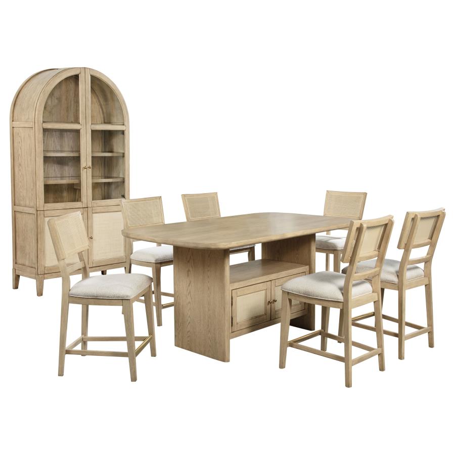Kailani 8-piece Counter Dining Set with Cabinet Beige Oak view 2