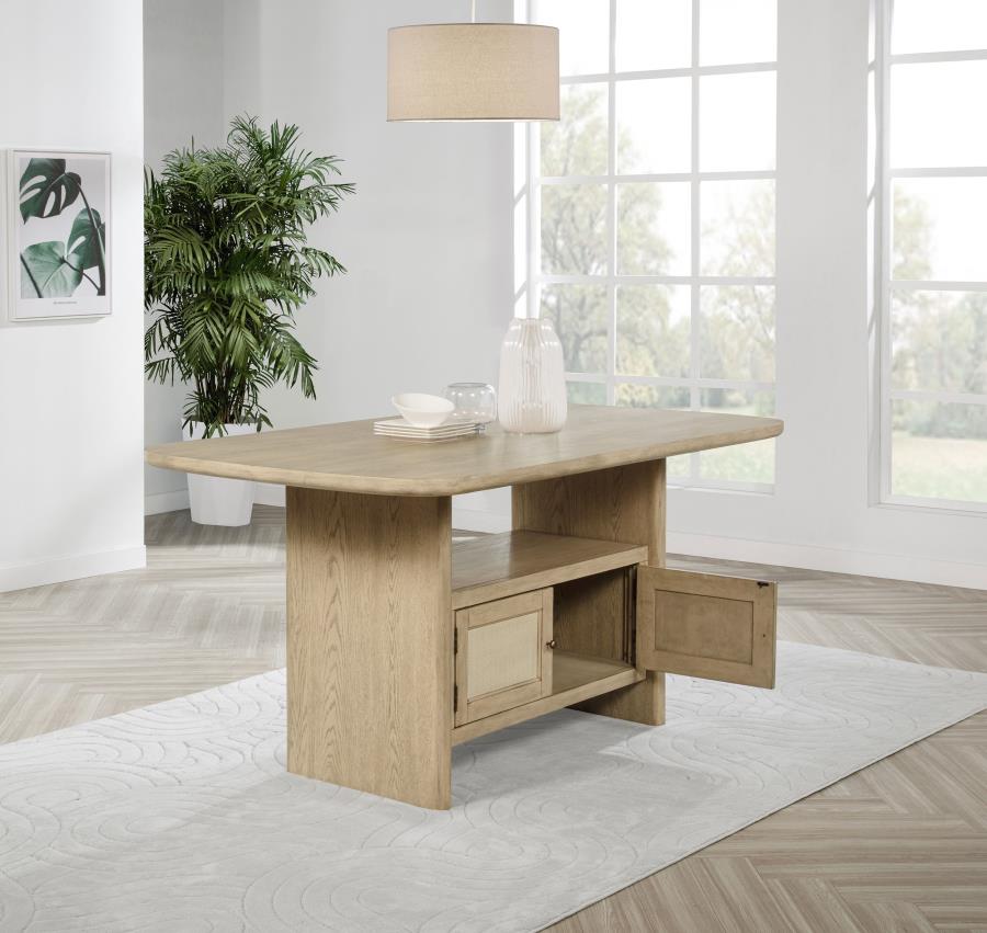 Kailani Cane Counter Height Storage Dining Table Beige Oak view 2