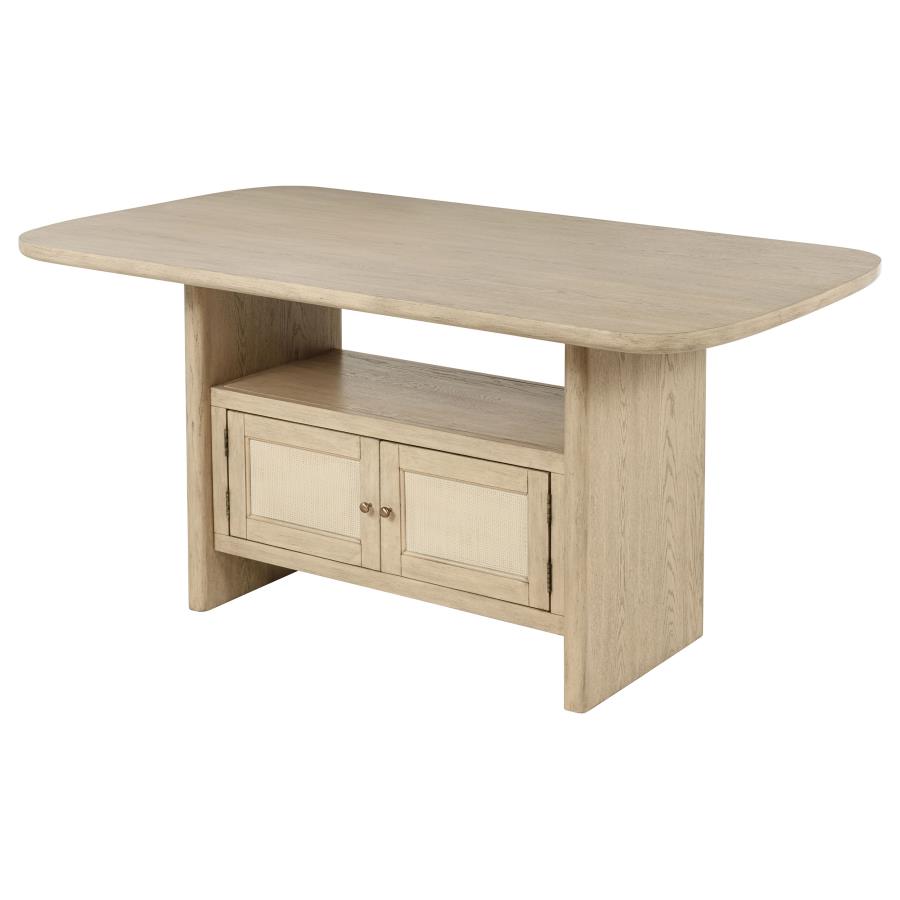 Kailani Cane Counter Height Storage Dining Table Beige Oak view 5