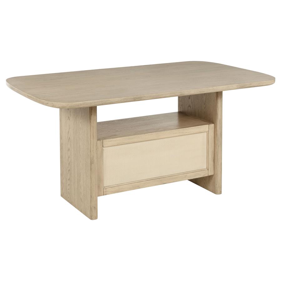 Kailani Cane Counter Height Storage Dining Table Beige Oak view 7