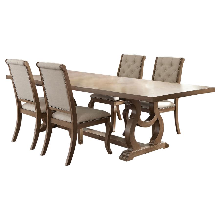 Brockway 5-piece Extension Leaf Dining Set Barley Brown view 2