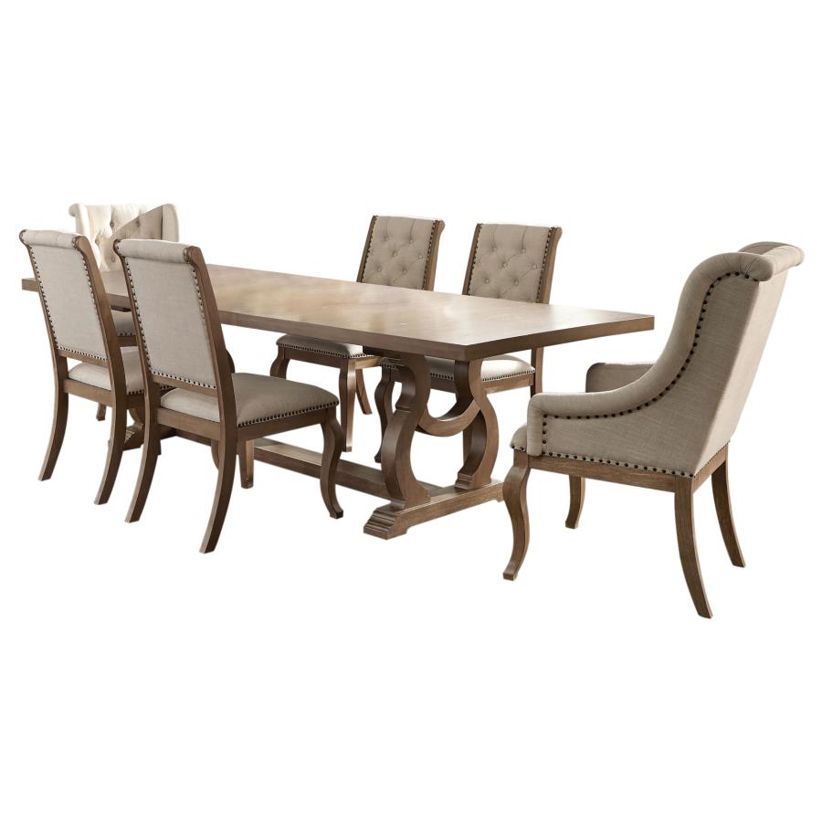 Brockway 7-piece Extension Leaf Dining Set Barley Brown view 2