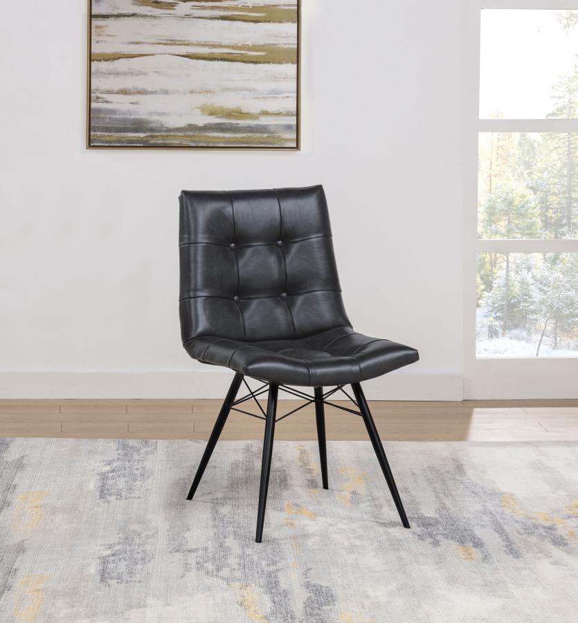 Aiken Faux Leather Upholstered Dining Side Chair Charcoal Grey (Set of 4) view 2