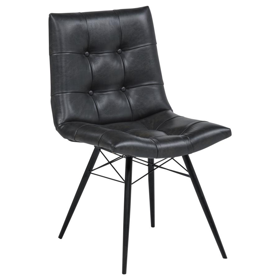 Aiken Faux Leather Upholstered Dining Side Chair Charcoal Grey (Set of 4) view 3