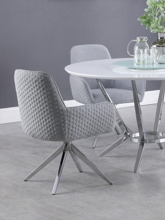 Abby Fabric Upholstered Swivel Dining Arm Chair Light Grey view 2