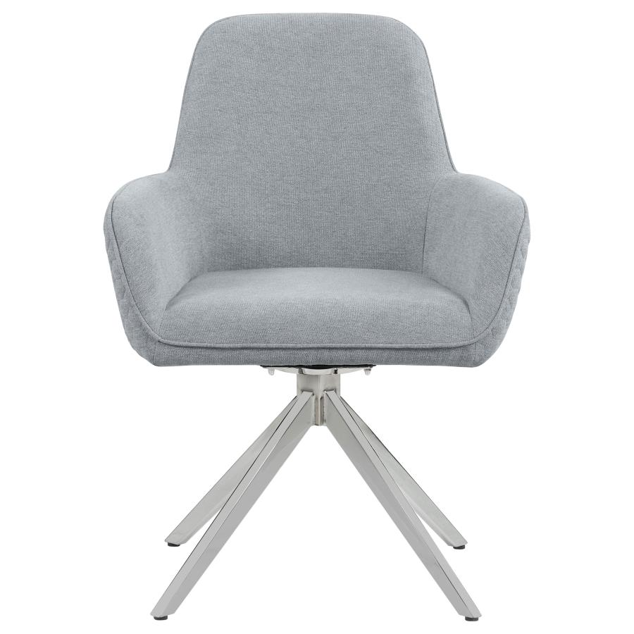 Abby Fabric Upholstered Swivel Dining Arm Chair Light Grey view 3