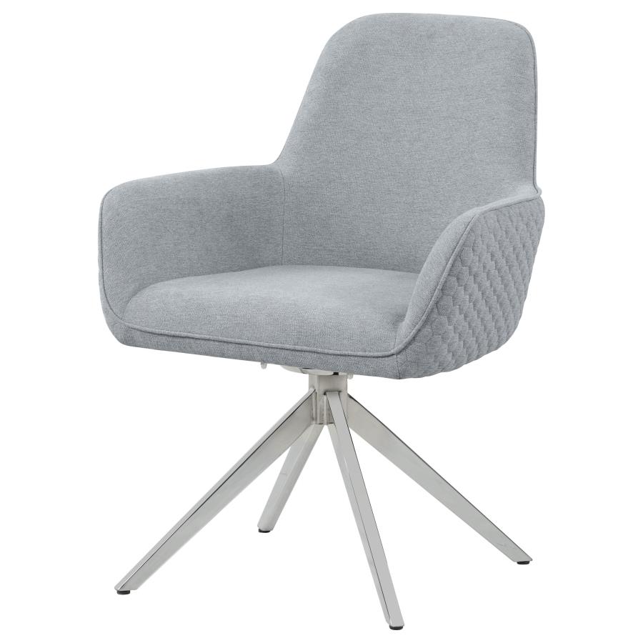 Abby Fabric Upholstered Swivel Dining Arm Chair Light Grey view 4