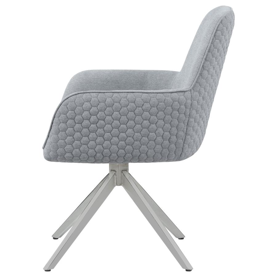 Abby Fabric Upholstered Swivel Dining Arm Chair Light Grey view 5