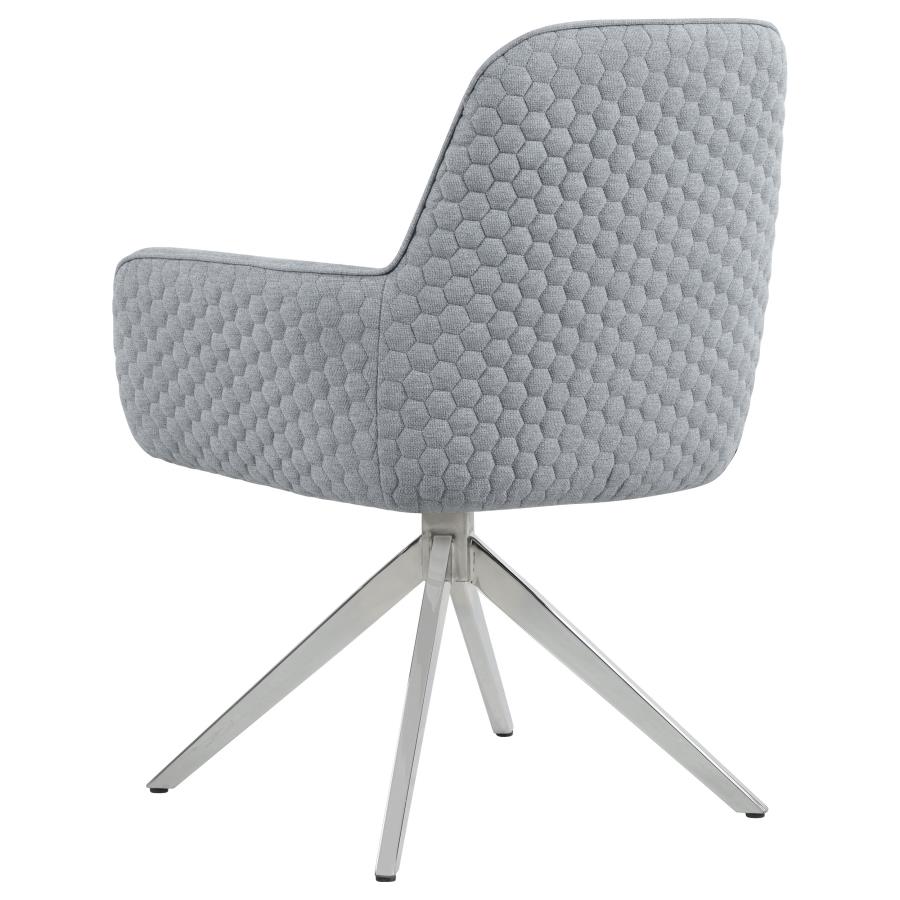 Abby Fabric Upholstered Swivel Dining Arm Chair Light Grey view 6