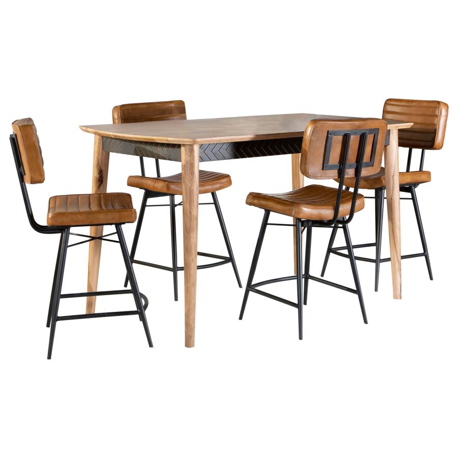 Partridge 5-piece Counter Dining Set Sheesham and Camel view 2