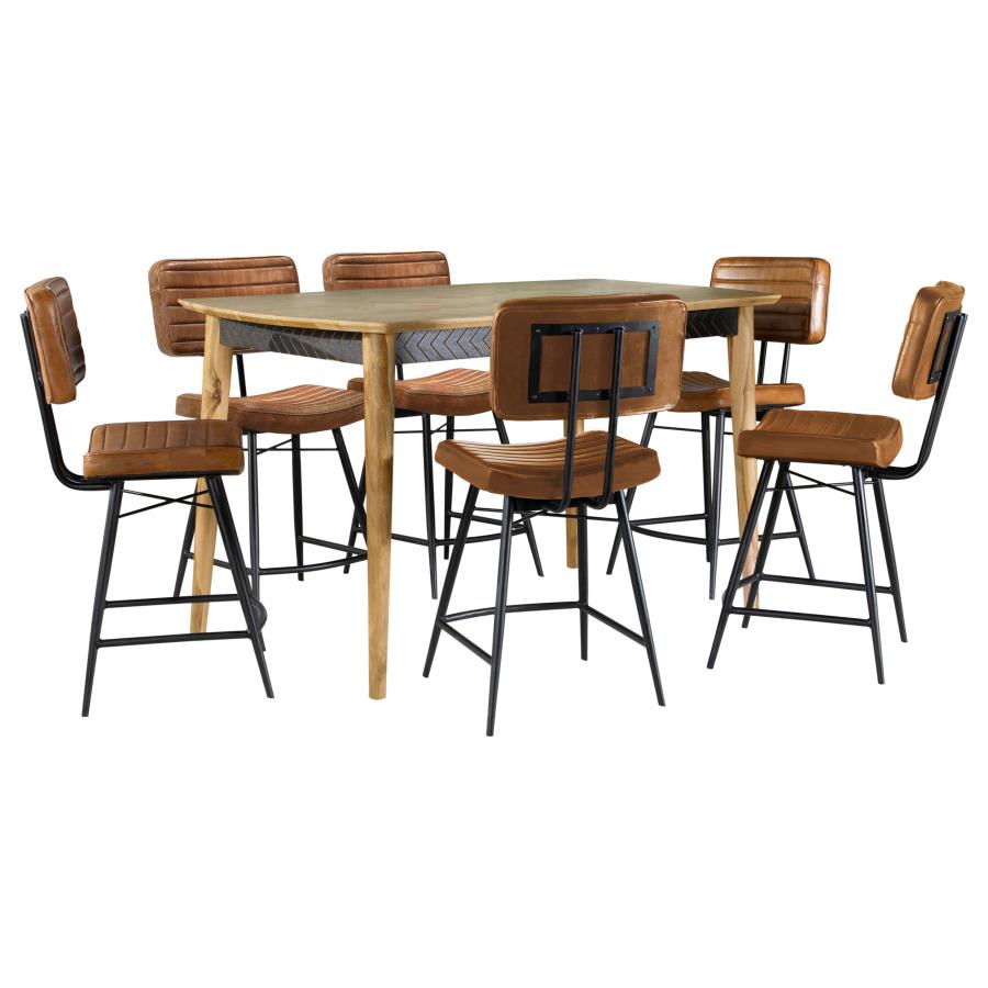 Partridge 7-piece Counter Dining Set Sheesham and Camel view 2