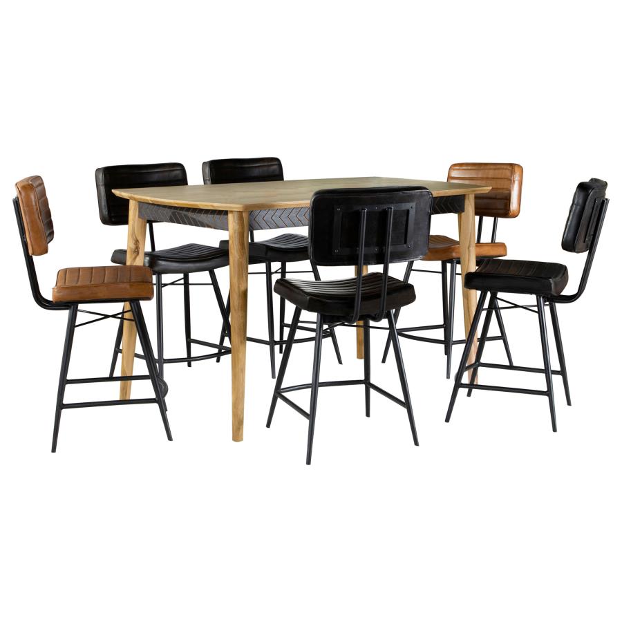 Partridge 7-piece Counter Dining Set Espresso and Camel view 2