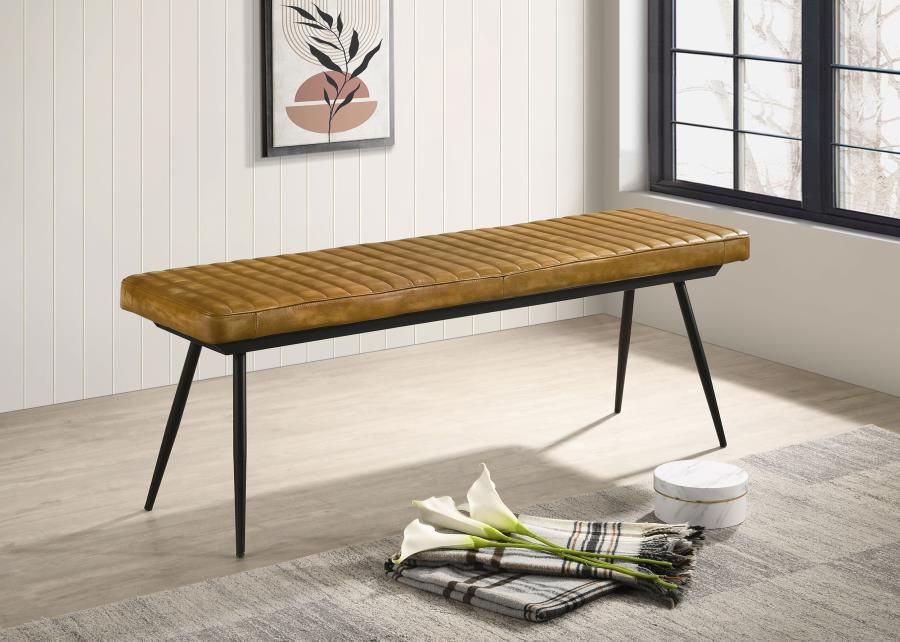 Misty Leather Upholstered Dining Bench Antique Camel view 2