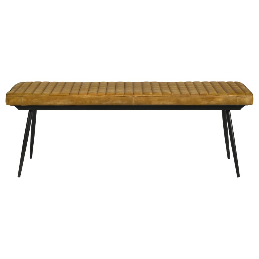 Misty Leather Upholstered Dining Bench Antique Camel view 3